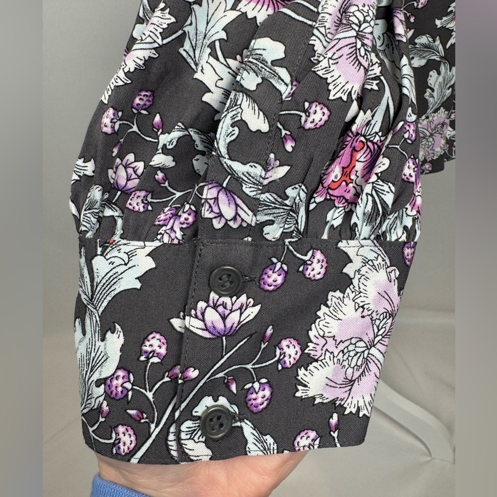 NWT Lane Bryant Peasant Top Tunic Black Purple Floral Balloon Sleeves Sz 24 Boho - Picture 6 of 11